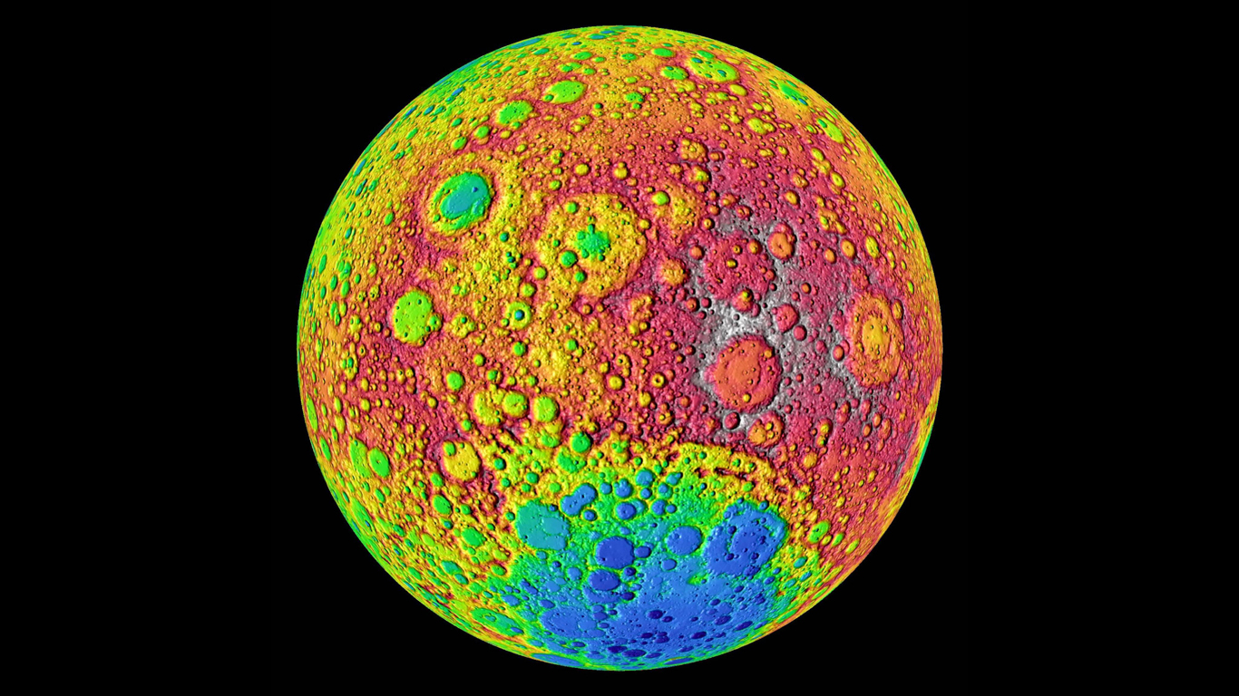 Kehrt der Mond uns nie den Rücken zu? Nein! Das liegt daran, dass er für eine Drehung um sich selbst genauso lange braucht wie für den Umlauf um die Erde, die sogenannte gebundene Rotation. Der Rücken des Mondes ist dann dunkel, wenn wir von der Erde aus den Vollmond sehen. Bei Neumond – also wenn der Mond zwischen Erde und Sonne steht – ist die Rückseite in grelles Sonnenlicht getaucht. Für uns ist dieser dann unsichtbar, weil er mit der dunklen Seite zu uns zeigt. Dass auch sein Rücken entzücken kann, wissen wir seit 1959, als die sowjetische Raumsonde Lunik 3 ihn umkreiste und von hinten fotografierte.