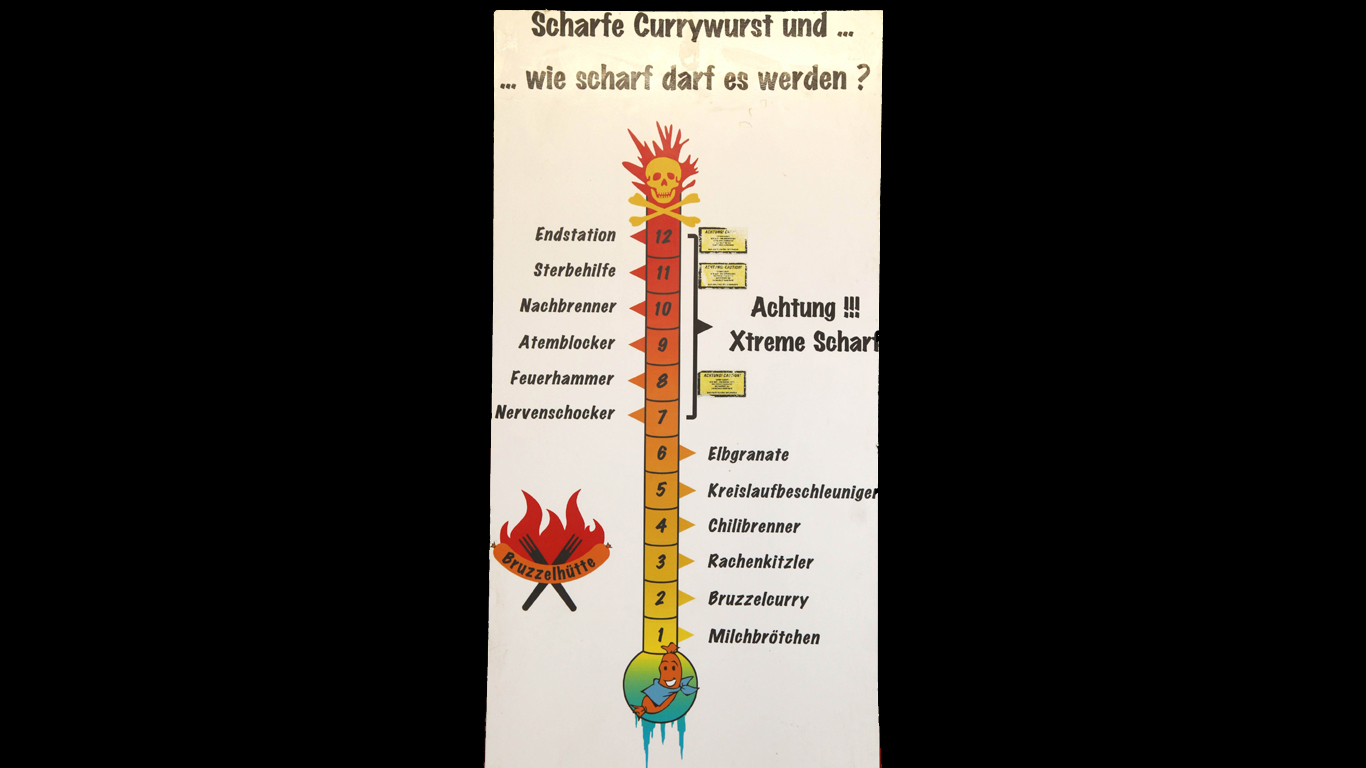 Jede Currywurst-Bude hat ihre eigene spezielle Gewürzmischung – die gängige Messskala zur Bestimmung des Schärfegrades ist aber die sogenannte Scoville-Skala.