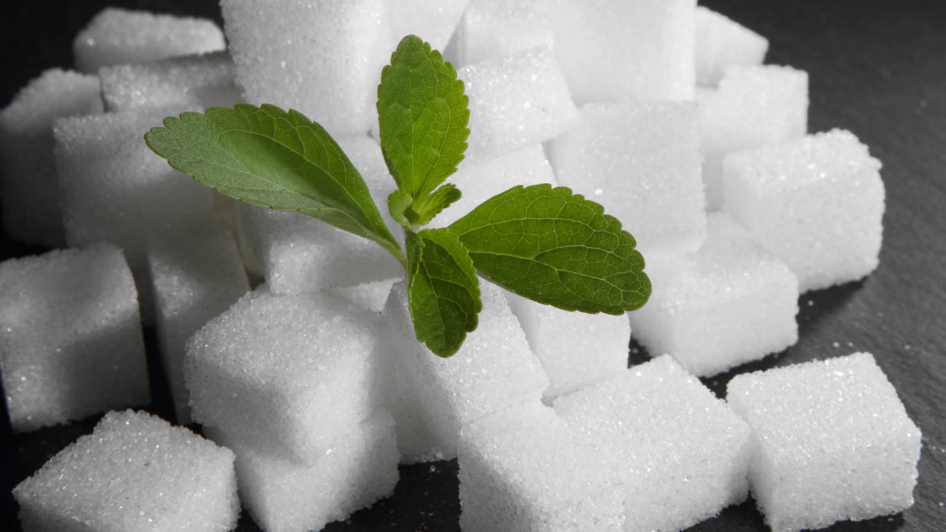 Die Steviapflanze ist nur einer unter mehreren Zuckerersatzstoffen. Lange war Stevia als Süßungsmittel umstritten. Seit 2011 ist es auch von der EU als Zuckerersatz zugelassen. Das aus Südamerika stammende Süßkraut hat gegenüber Haushaltszucker eine 300-fache Süßkraft – bei quasi null Kalorien. Als Zusatzstoff E 960 darf Stevia inzwischen in Lebensmitteln verwendet werden.